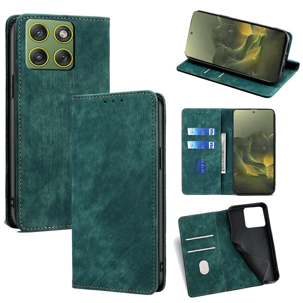 For Motorola Edge 70 5G Case RFID Blocking Wallet Foldable Stand Leather Phone Cover - Green