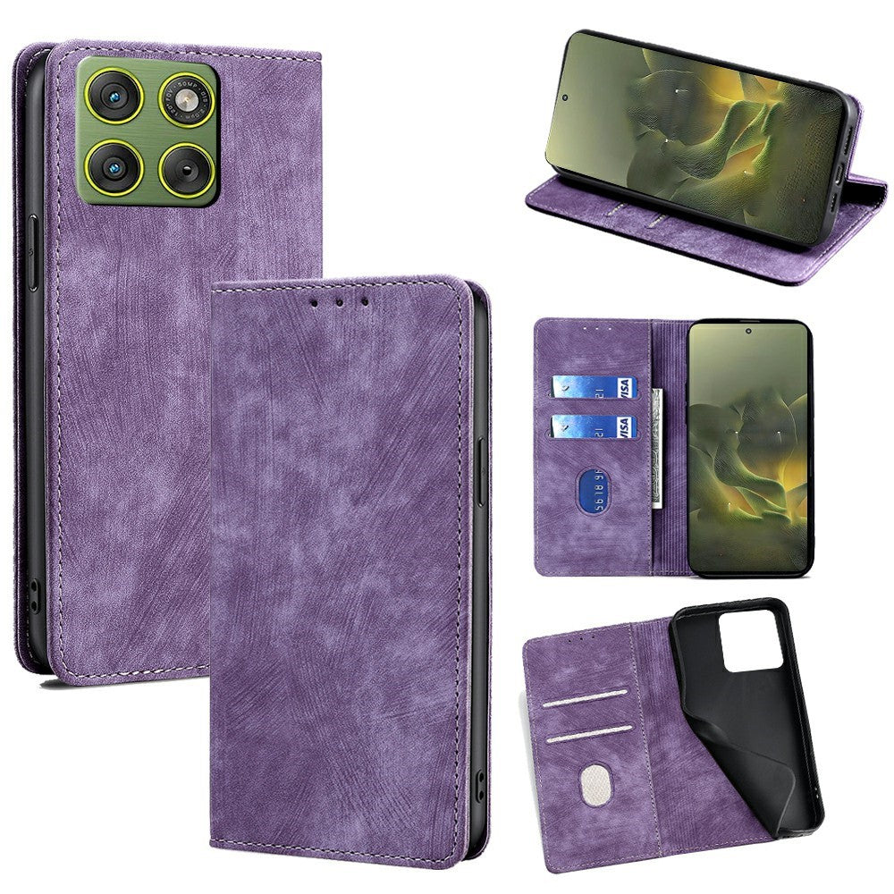 For Motorola Edge 70 5G Case RFID Blocking Wallet Foldable Stand Leather Phone Cover - Purple