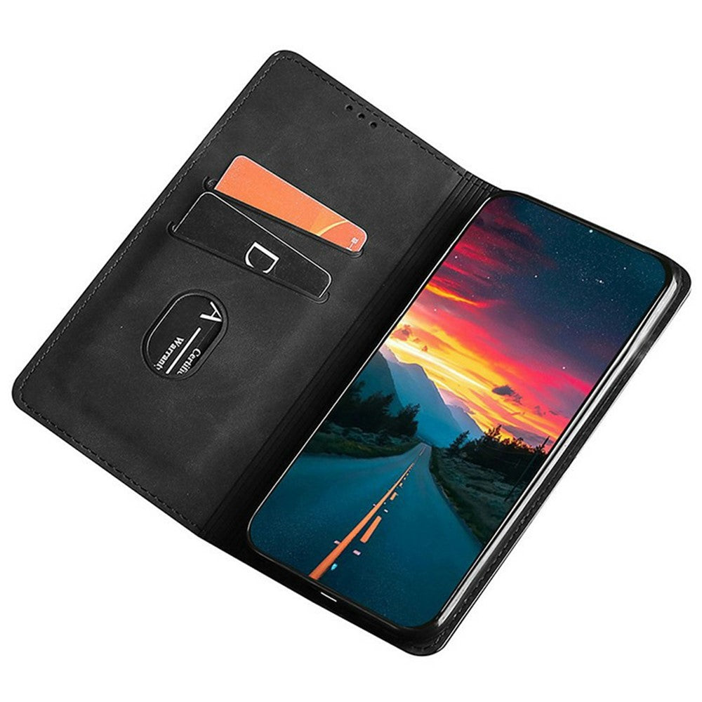 For Motorola Edge 70 5G Case Card Holder PU Leather Magnetic Closing Phone Cover - Black
