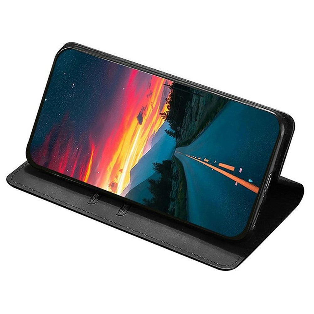 For Motorola Edge 70 5G Case Card Holder PU Leather Magnetic Closing Phone Cover - Black