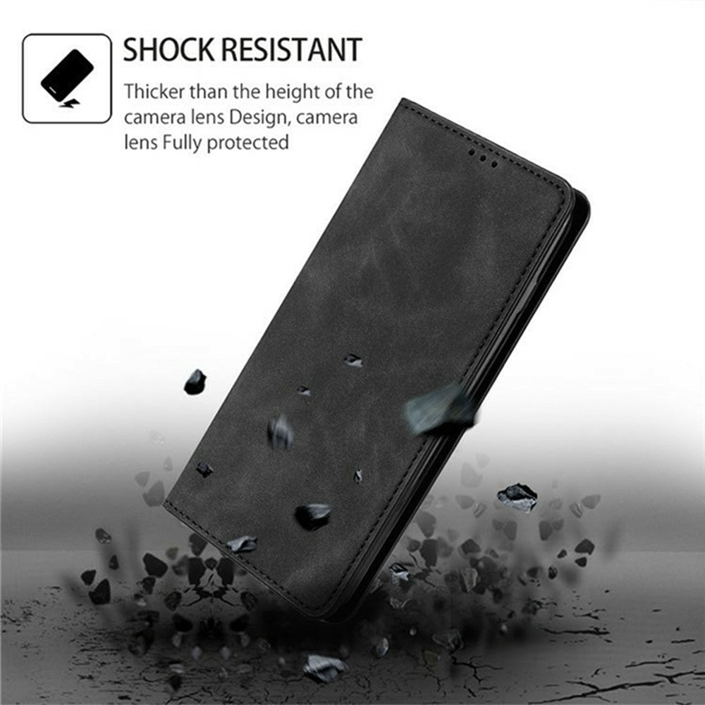 For Motorola Edge 70 5G Case Card Holder PU Leather Magnetic Closing Phone Cover - Black