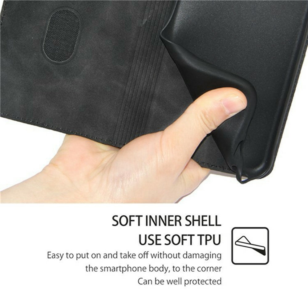 For Motorola Edge 70 5G Case Card Holder PU Leather Magnetic Closing Phone Cover - Black