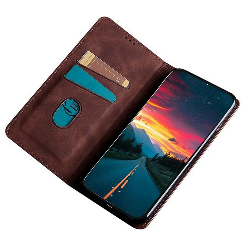For Motorola Edge 70 5G Case Card Holder PU Leather Magnetic Closing Phone Cover - Dark Brown