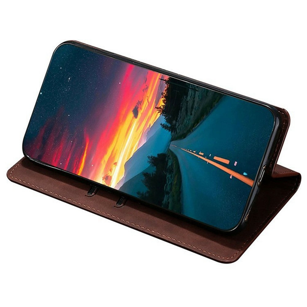 For Motorola Edge 70 5G Case Card Holder PU Leather Magnetic Closing Phone Cover - Dark Brown