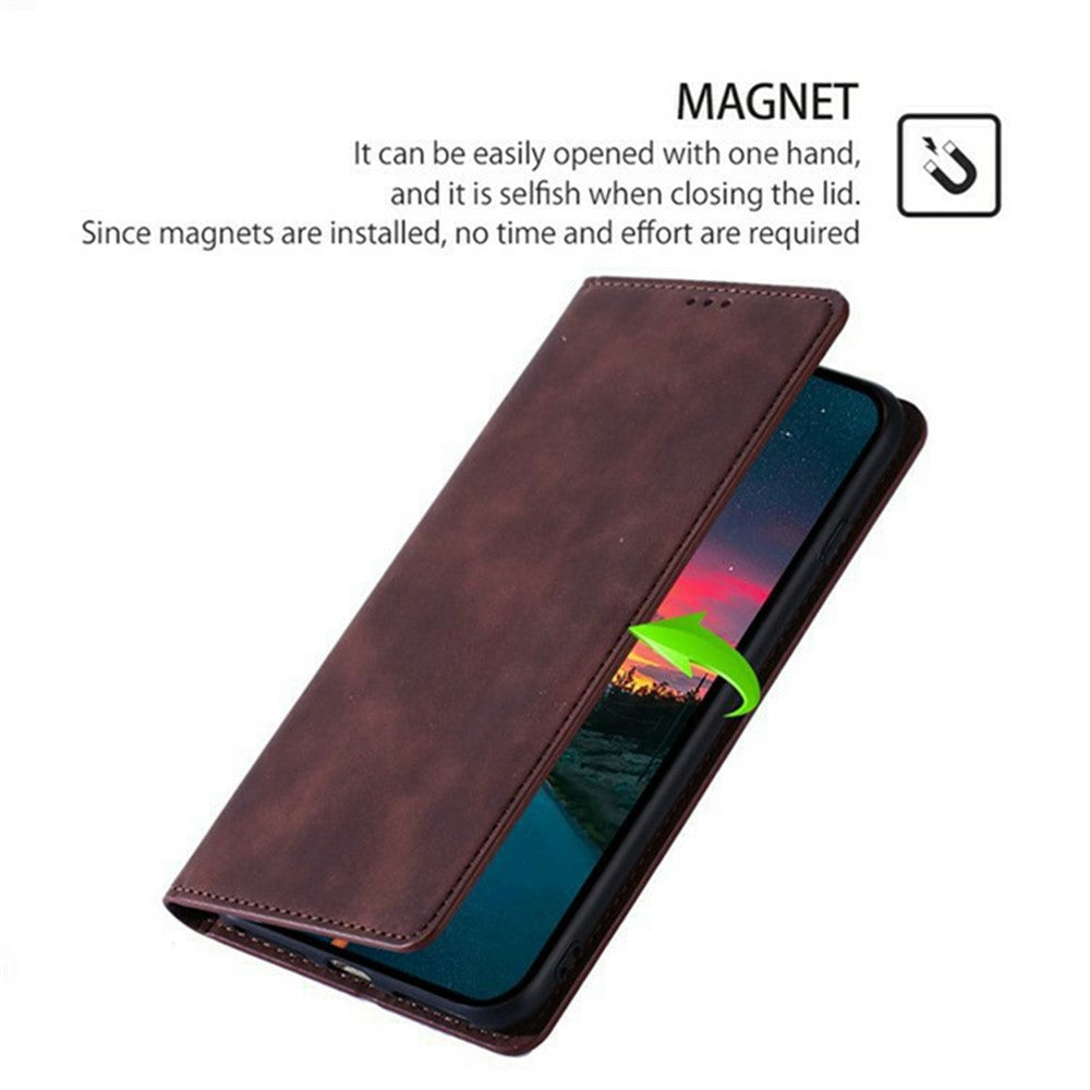 For Motorola Edge 70 5G Case Card Holder PU Leather Magnetic Closing Phone Cover - Dark Brown