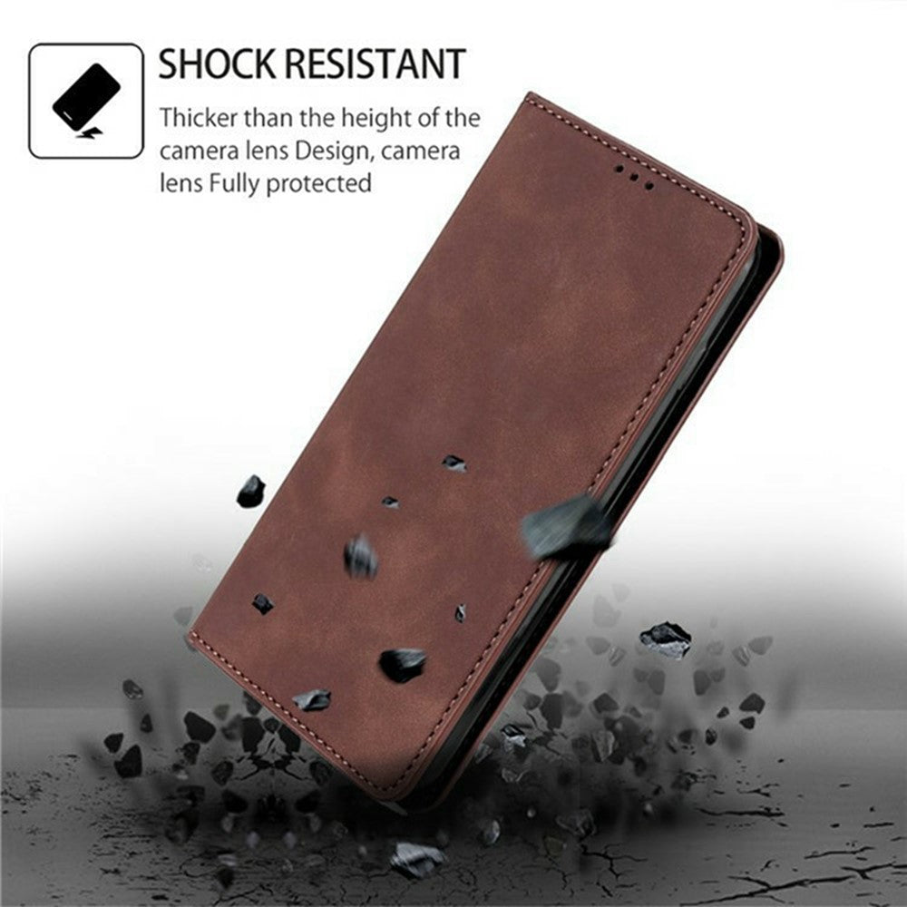 For Motorola Edge 70 5G Case Card Holder PU Leather Magnetic Closing Phone Cover - Dark Brown