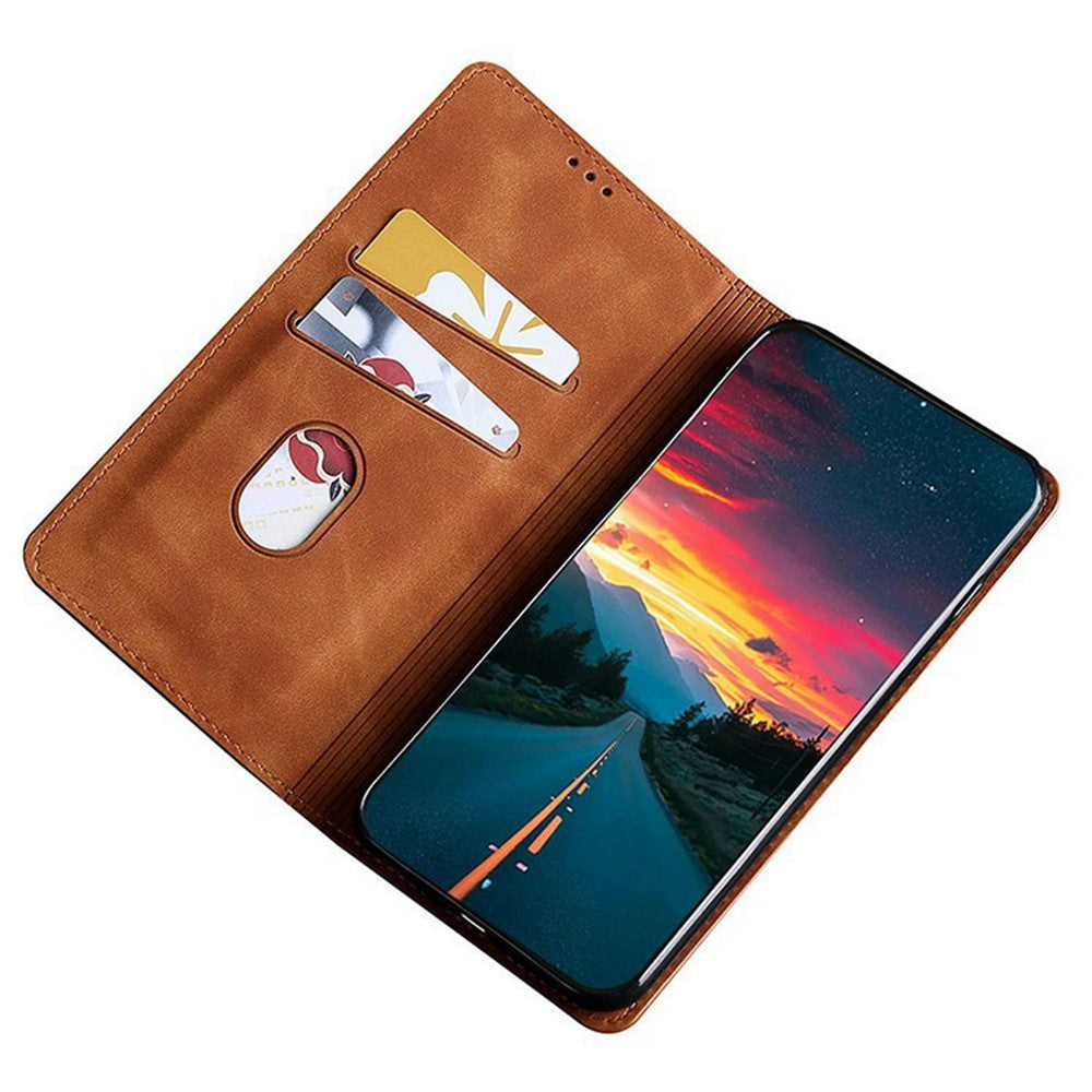 For Motorola Edge 70 5G Case Card Holder PU Leather Magnetic Closing Phone Cover - Light Brown