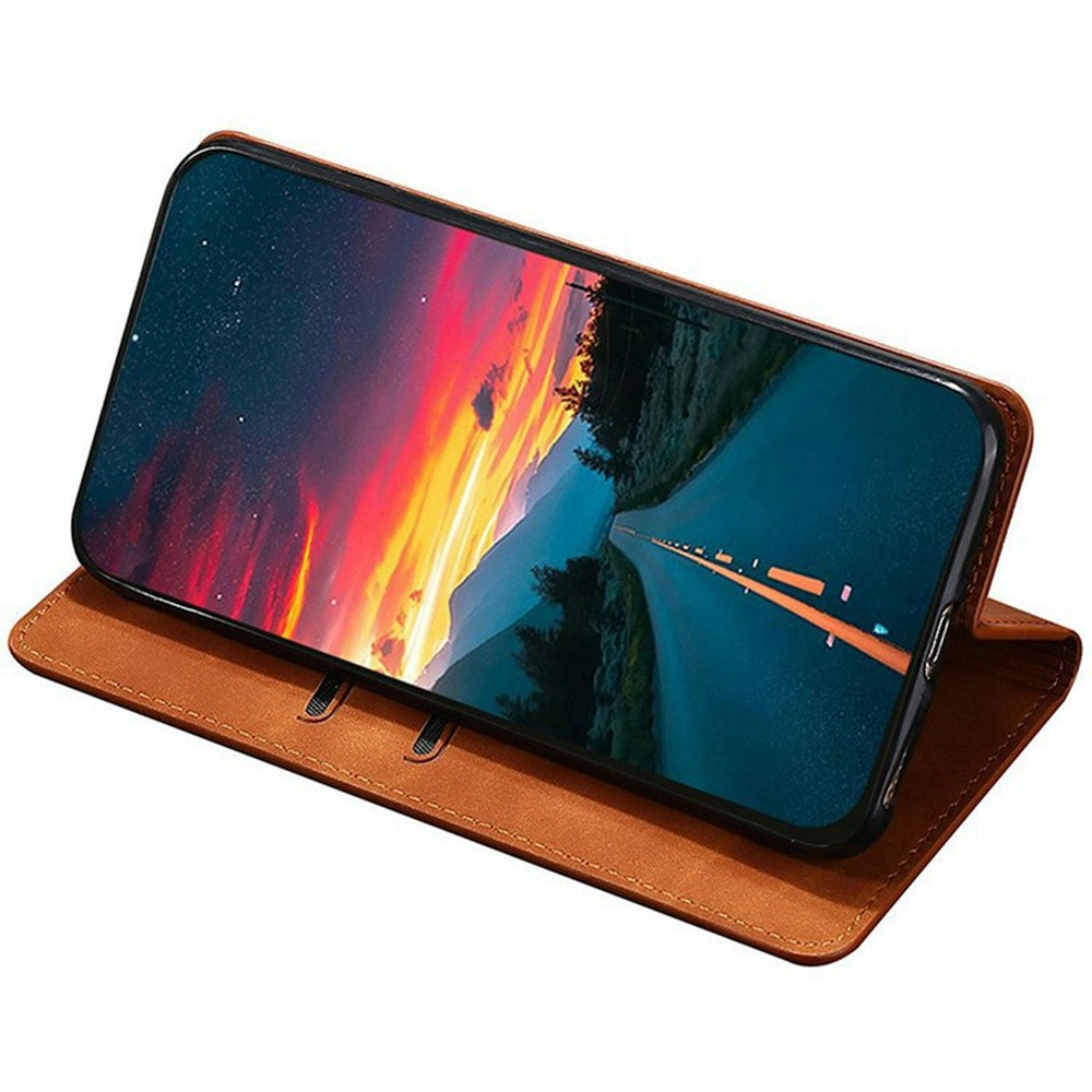 For Motorola Edge 70 5G Case Card Holder PU Leather Magnetic Closing Phone Cover - Light Brown