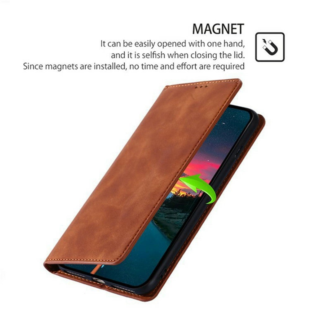 For Motorola Edge 70 5G Case Card Holder PU Leather Magnetic Closing Phone Cover - Light Brown