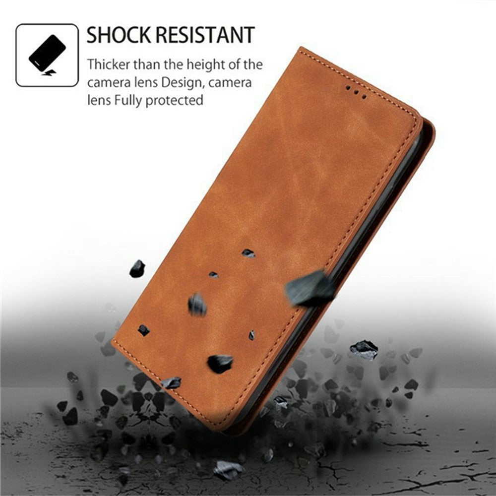 For Motorola Edge 70 5G Case Card Holder PU Leather Magnetic Closing Phone Cover - Light Brown