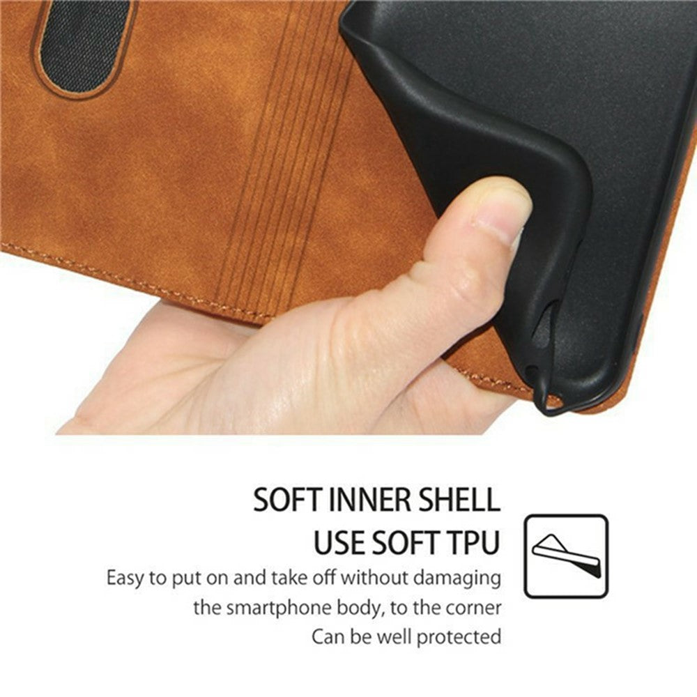 For Motorola Edge 70 5G Case Card Holder PU Leather Magnetic Closing Phone Cover - Light Brown