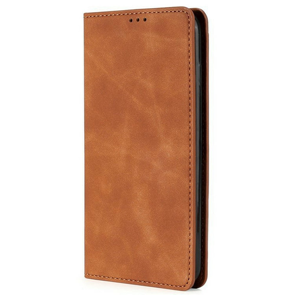 For Motorola Edge 70 5G Case Card Holder PU Leather Magnetic Closing Phone Cover - Light Brown