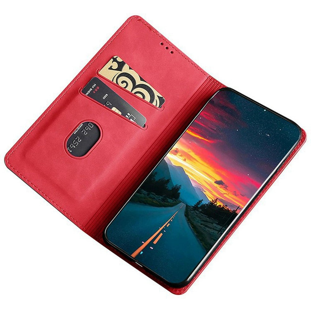 For Motorola Edge 70 5G Case Card Holder PU Leather Magnetic Closing Phone Cover - Red