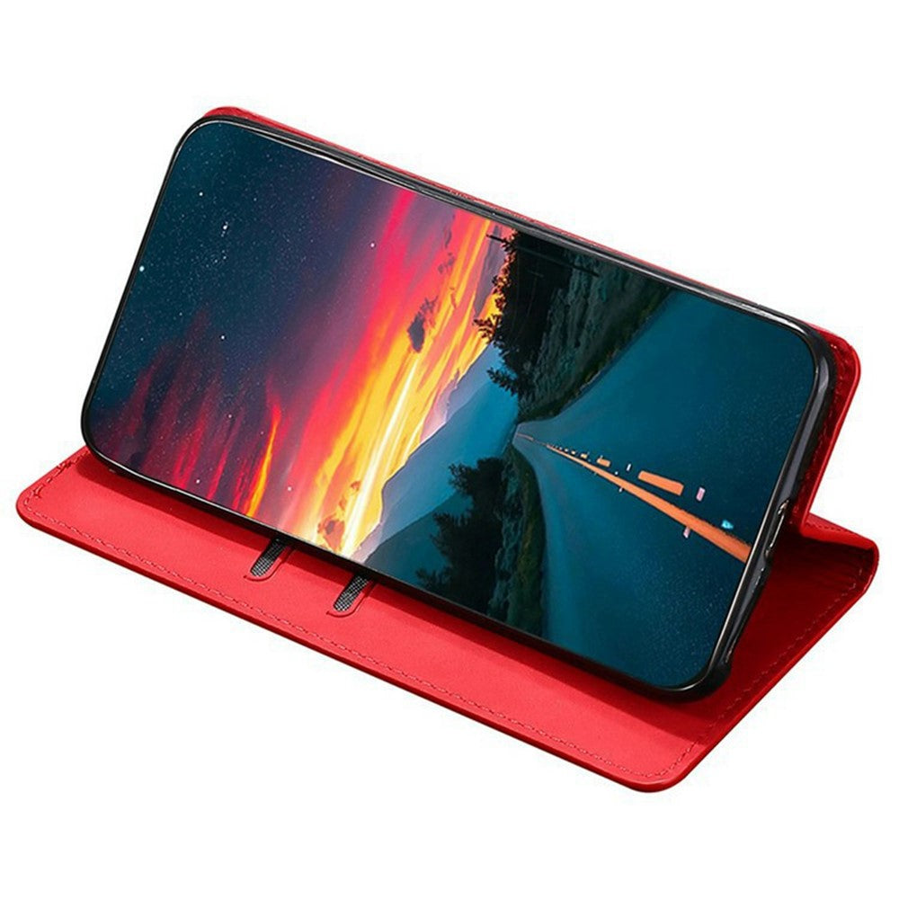For Motorola Edge 70 5G Case Card Holder PU Leather Magnetic Closing Phone Cover - Red