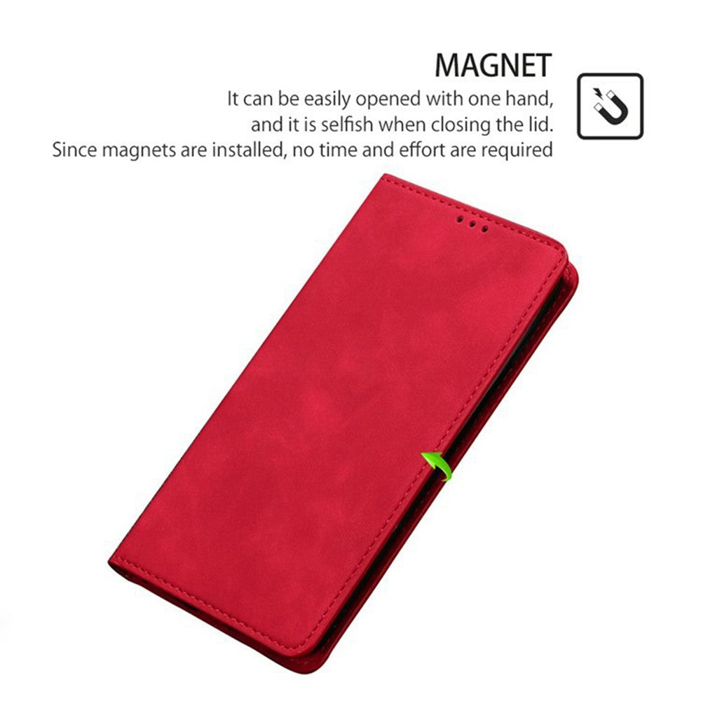 For Motorola Edge 70 5G Case Card Holder PU Leather Magnetic Closing Phone Cover - Red