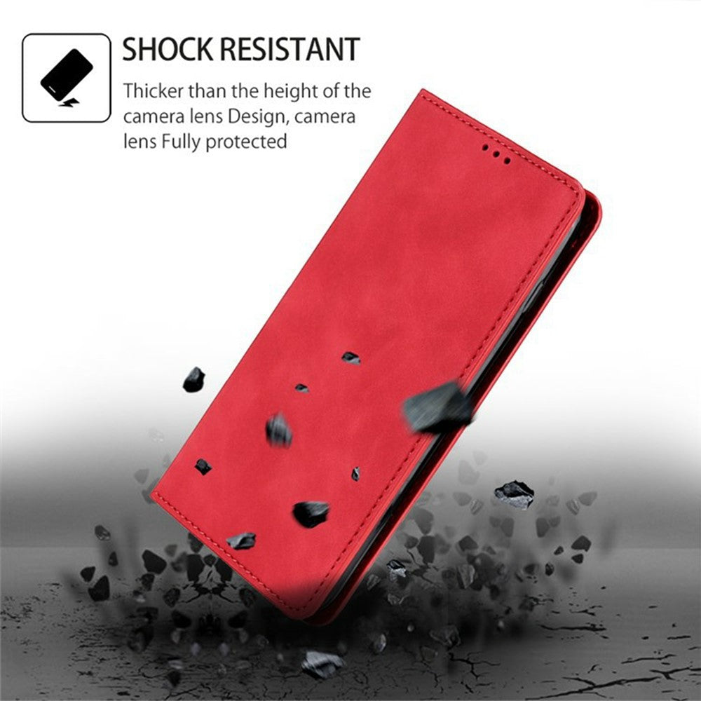 For Motorola Edge 70 5G Case Card Holder PU Leather Magnetic Closing Phone Cover - Red
