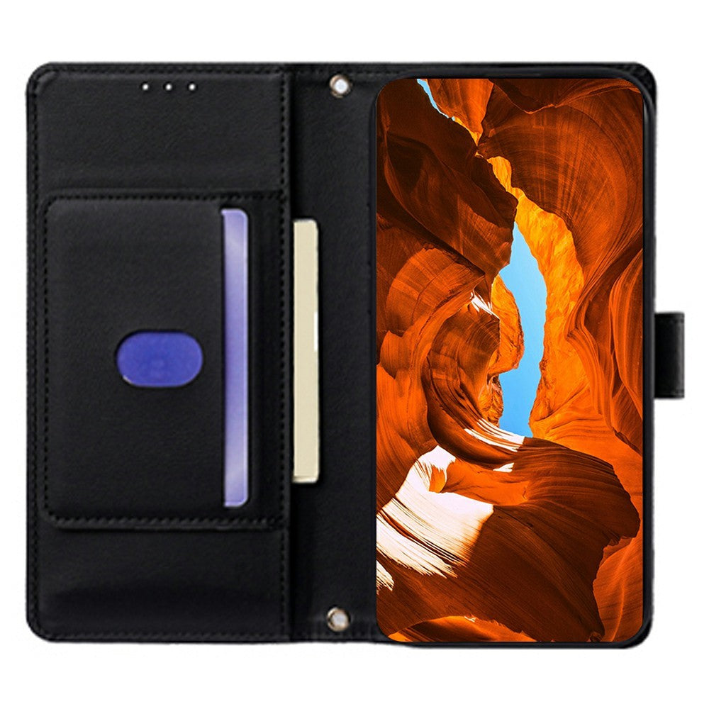 For Motorola Edge 70 5G Case Triangle Imprinted Skin Touch PU Leather Phone Wallet Cover - Black