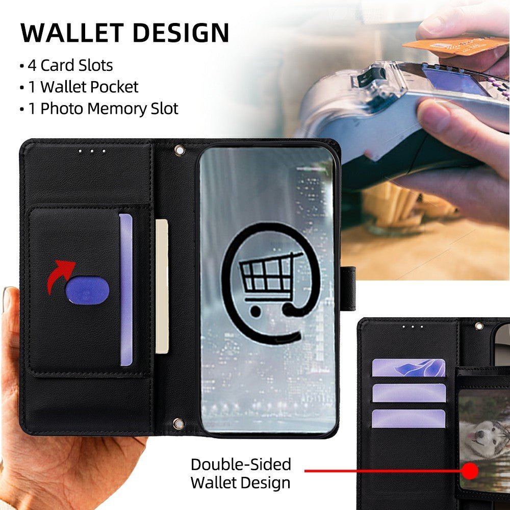 For Motorola Edge 70 5G Case Triangle Imprinted Skin Touch PU Leather Phone Wallet Cover - Black