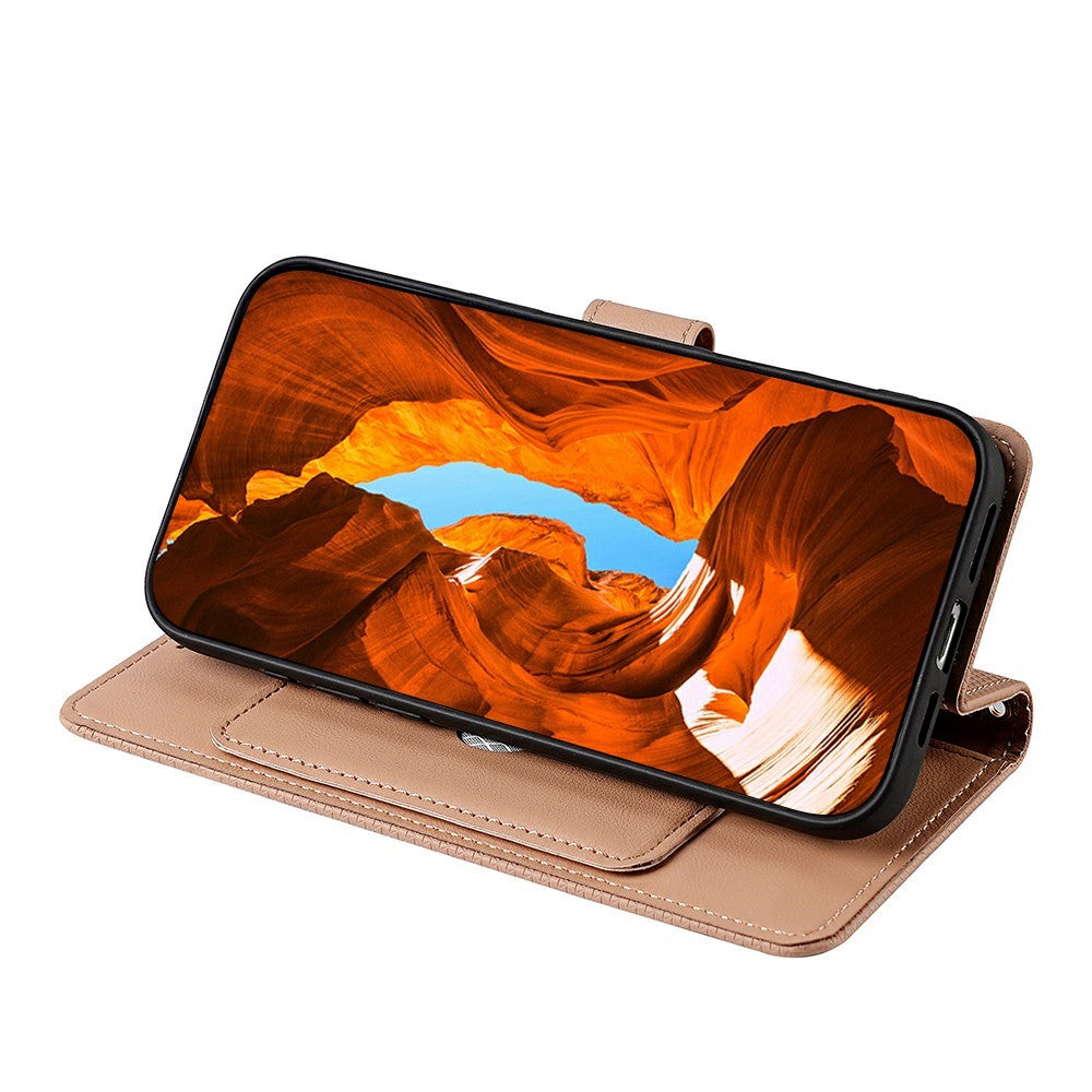 For Motorola Edge 70 5G Case Triangle Imprinted Skin Touch PU Leather Phone Wallet Cover - Brown