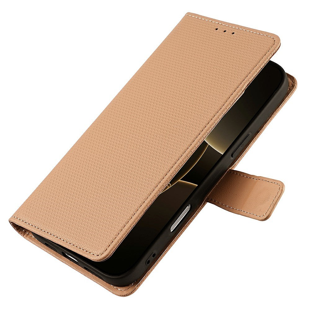 For Motorola Edge 70 5G Case Triangle Imprinted Skin Touch PU Leather Phone Wallet Cover - Brown