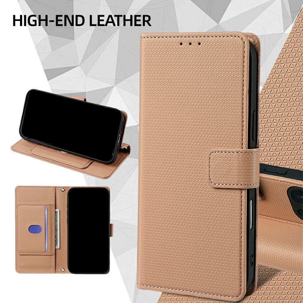 For Motorola Edge 70 5G Case Triangle Imprinted Skin Touch PU Leather Phone Wallet Cover - Brown