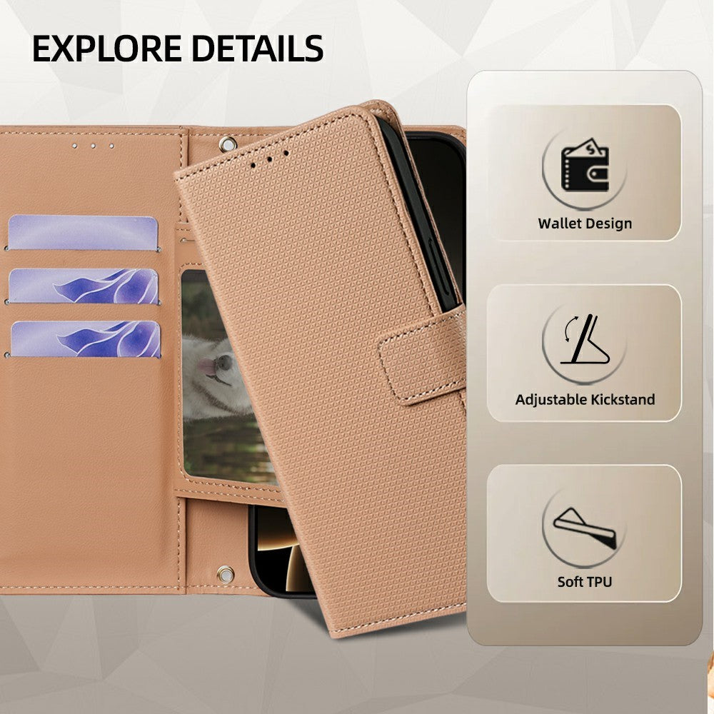 For Motorola Edge 70 5G Case Triangle Imprinted Skin Touch PU Leather Phone Wallet Cover - Brown