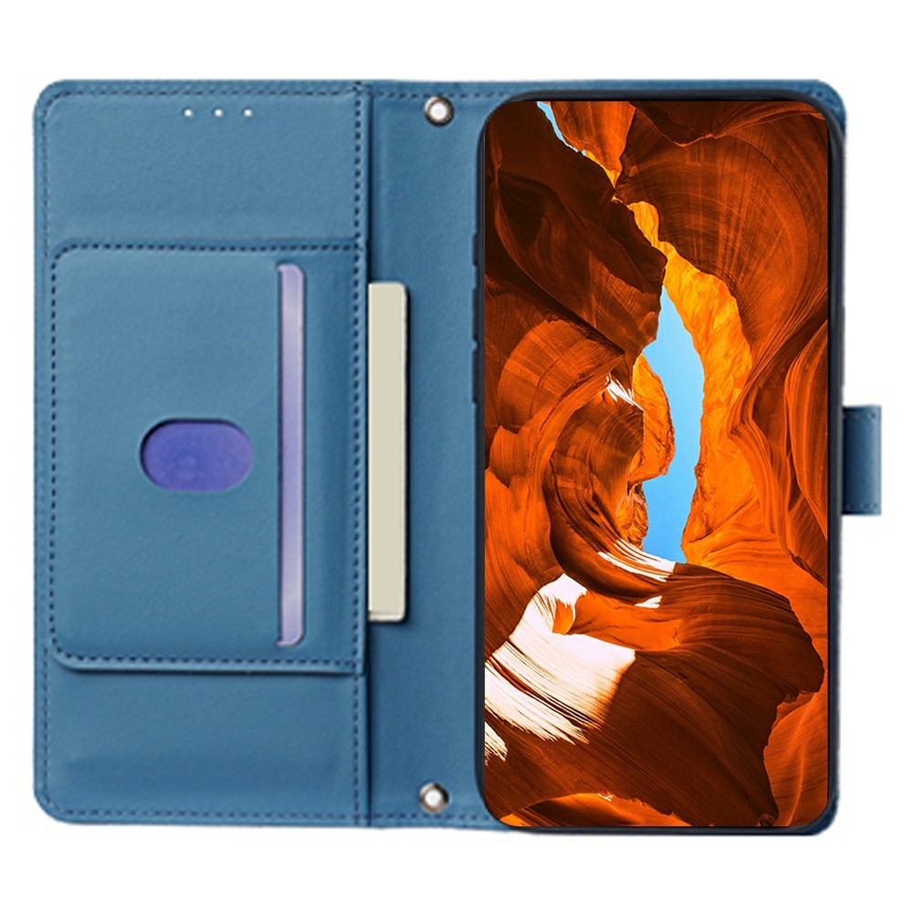For Motorola Edge 70 5G Case Triangle Imprinted Skin Touch PU Leather Phone Wallet Cover - Blue
