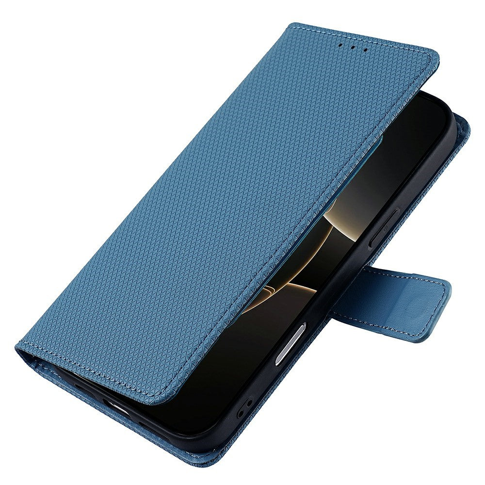 For Motorola Edge 70 5G Case Triangle Imprinted Skin Touch PU Leather Phone Wallet Cover - Blue