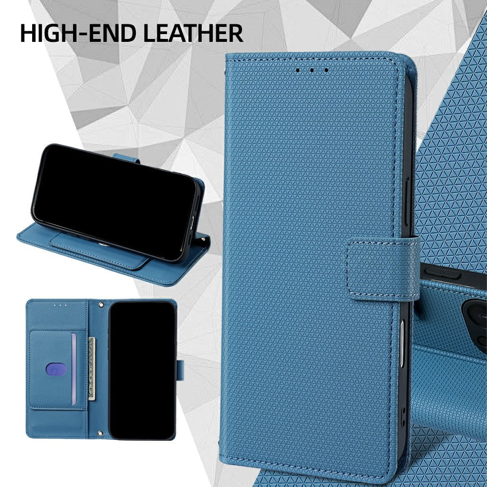 For Motorola Edge 70 5G Case Triangle Imprinted Skin Touch PU Leather Phone Wallet Cover - Blue
