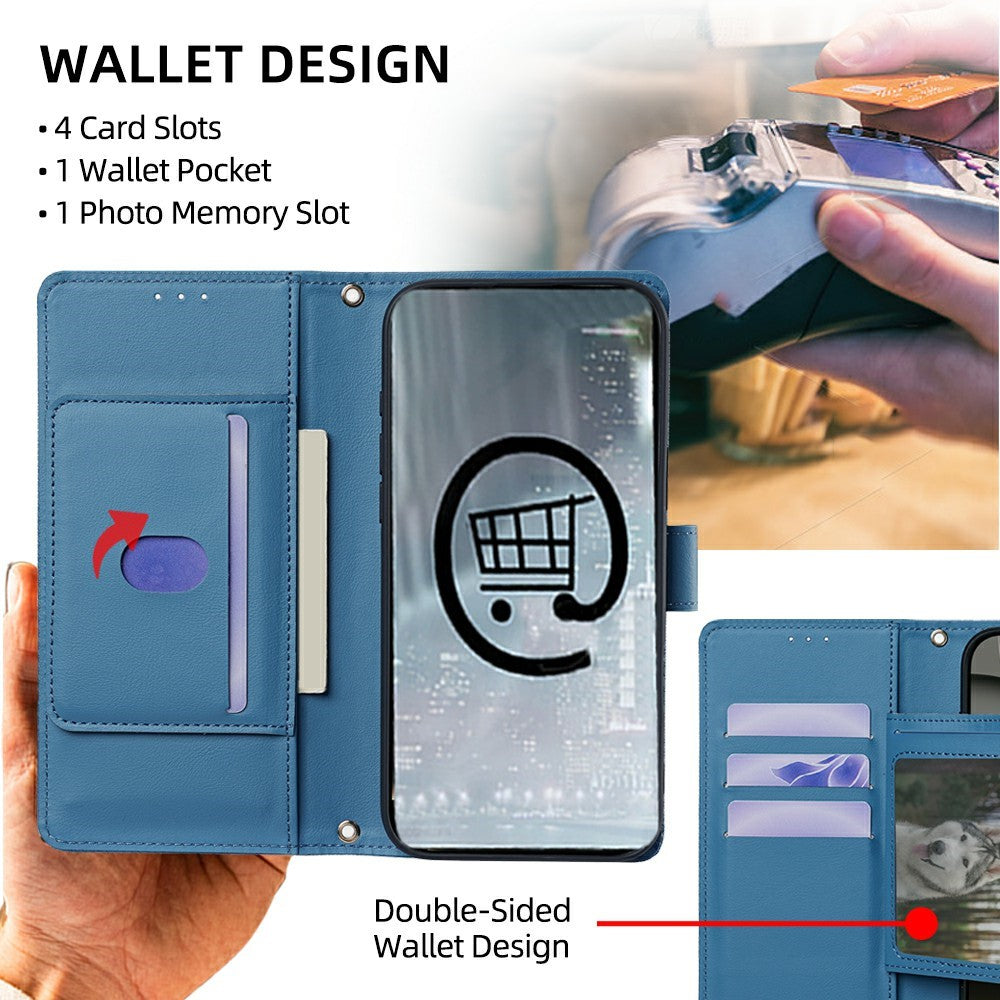For Motorola Edge 70 5G Case Triangle Imprinted Skin Touch PU Leather Phone Wallet Cover - Blue