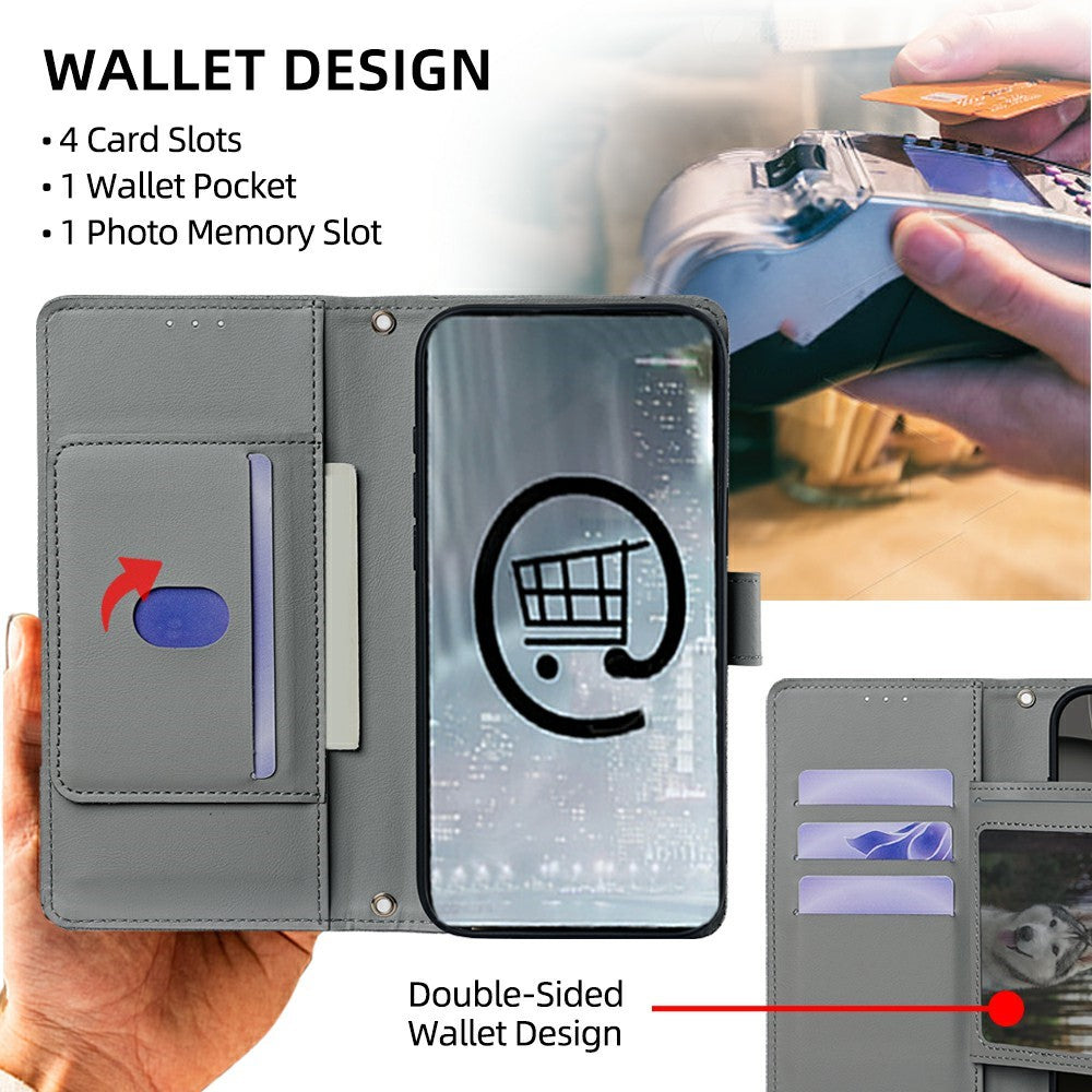 For Motorola Edge 70 5G Case Triangle Imprinted Skin Touch PU Leather Phone Wallet Cover - Grey