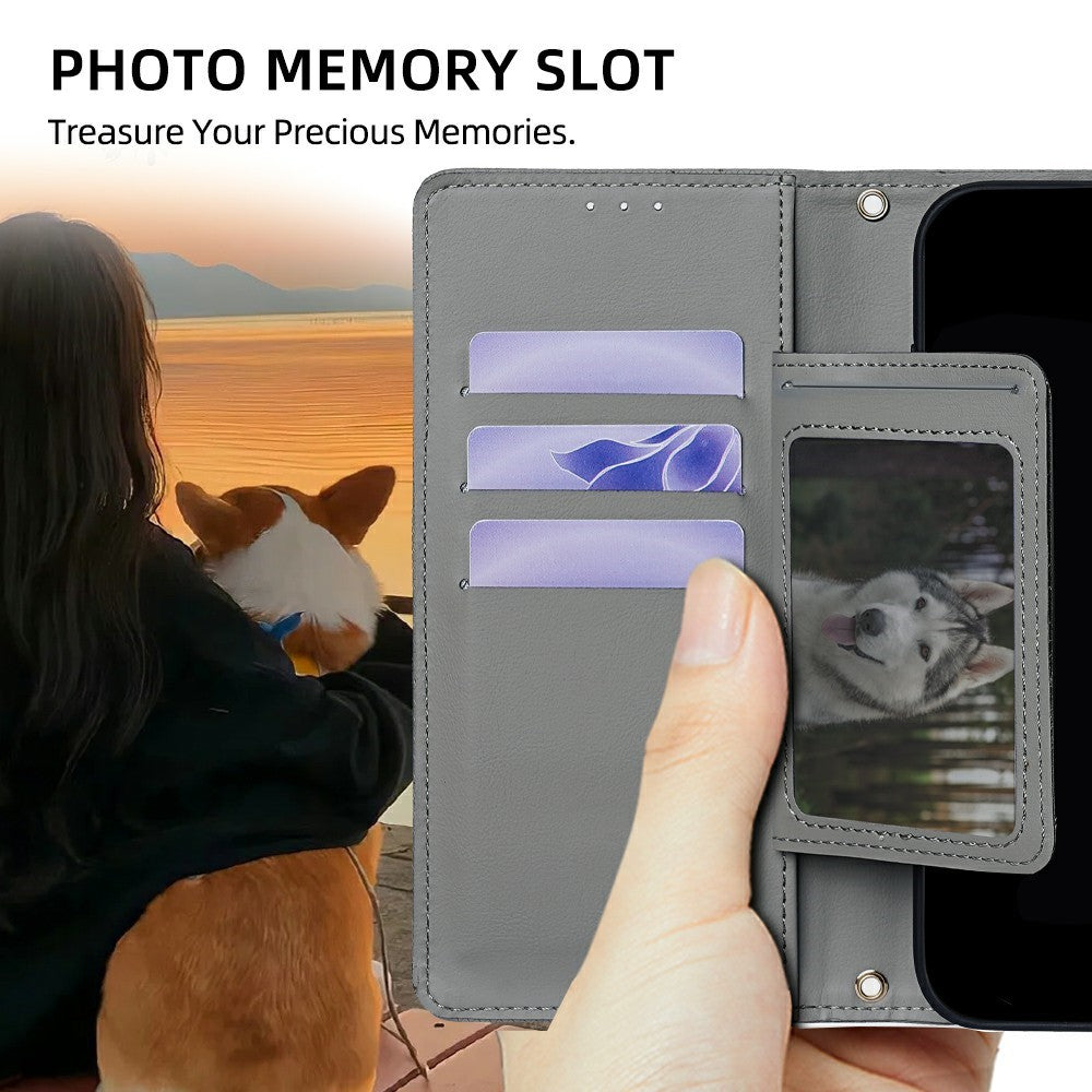 For Motorola Edge 70 5G Case Triangle Imprinted Skin Touch PU Leather Phone Wallet Cover - Grey