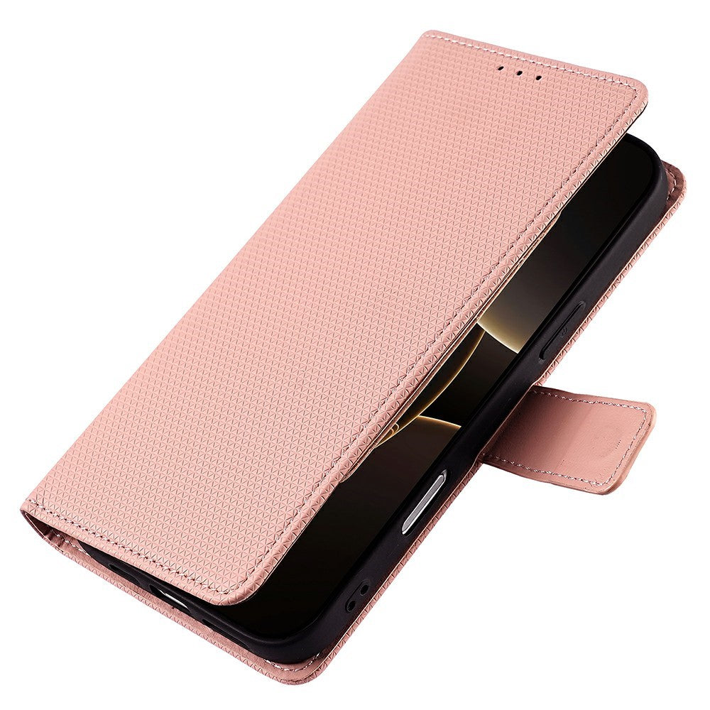 For Motorola Edge 70 5G Case Triangle Imprinted Skin Touch PU Leather Phone Wallet Cover - Pink