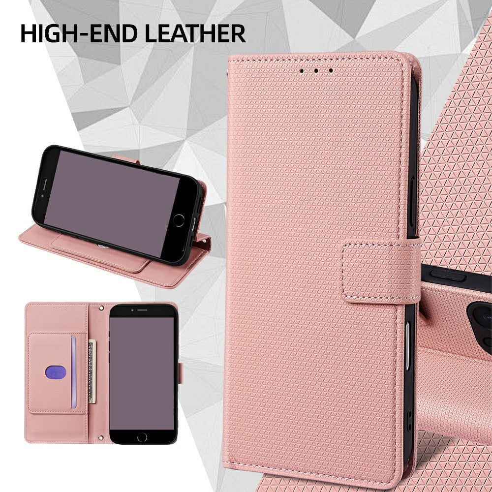 For Motorola Edge 70 5G Case Triangle Imprinted Skin Touch PU Leather Phone Wallet Cover - Pink