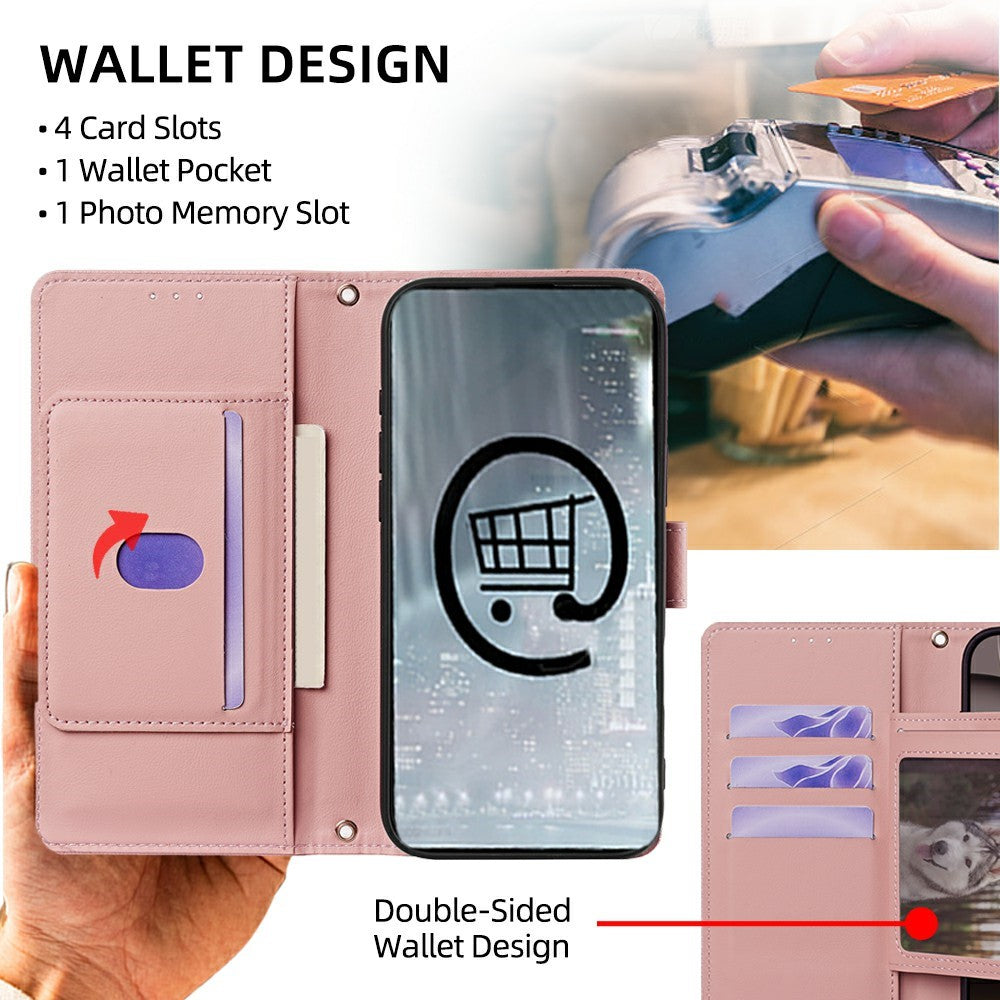 For Motorola Edge 70 5G Case Triangle Imprinted Skin Touch PU Leather Phone Wallet Cover - Pink