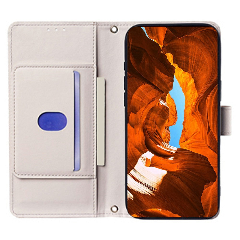 For Motorola Edge 70 5G Case Triangle Imprinted Skin Touch PU Leather Phone Wallet Cover - White