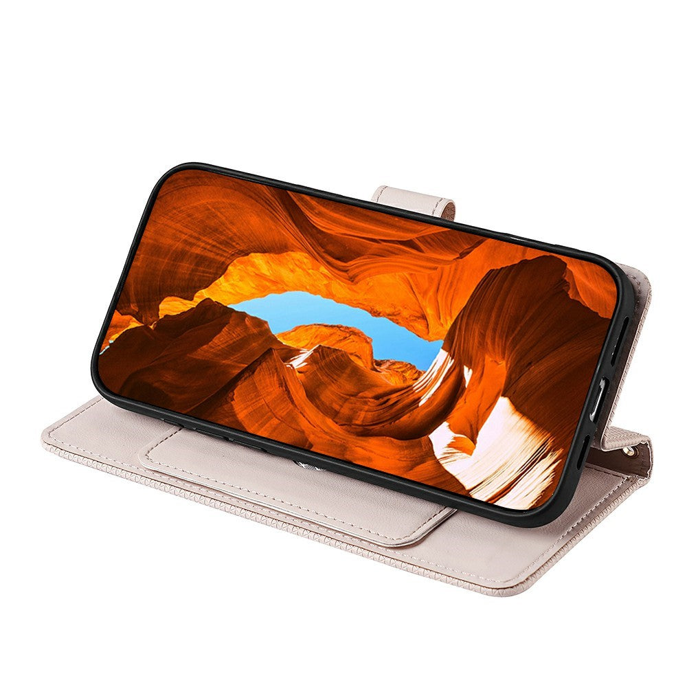 For Motorola Edge 70 5G Case Triangle Imprinted Skin Touch PU Leather Phone Wallet Cover - White