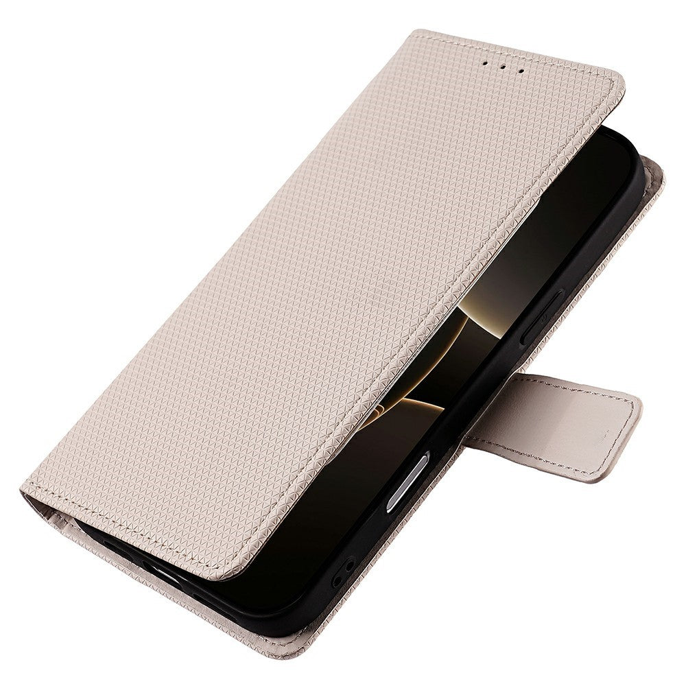 For Motorola Edge 70 5G Case Triangle Imprinted Skin Touch PU Leather Phone Wallet Cover - White