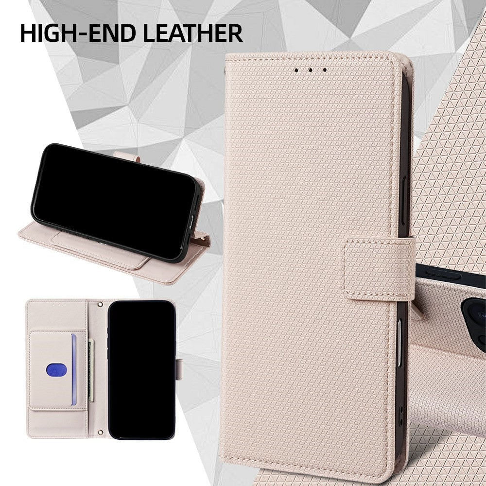 For Motorola Edge 70 5G Case Triangle Imprinted Skin Touch PU Leather Phone Wallet Cover - White
