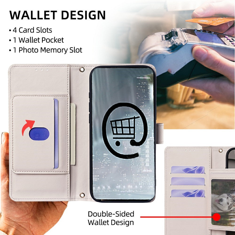 For Motorola Edge 70 5G Case Triangle Imprinted Skin Touch PU Leather Phone Wallet Cover - White