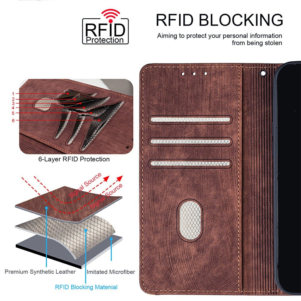 For Motorola Edge 70 5G Case RFID Blocking Color Splicing PU Leather Wallet Phone Cover - Brown