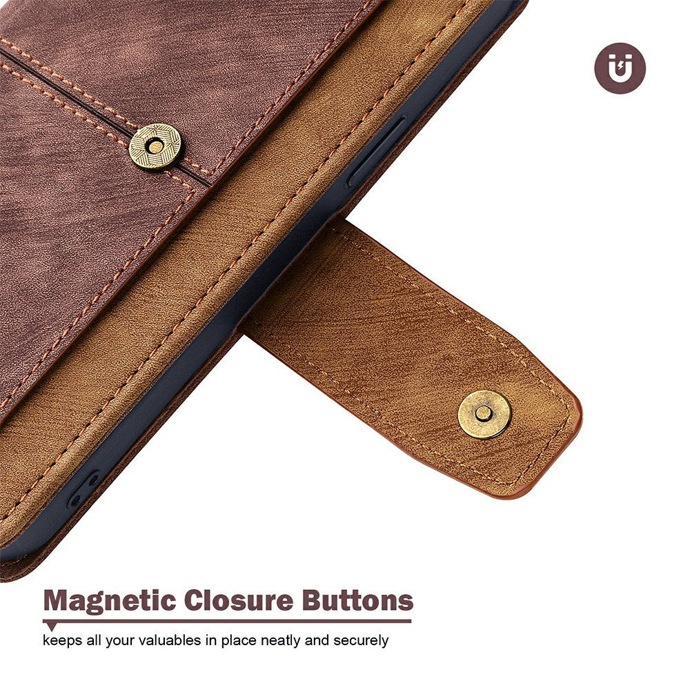 For Motorola Edge 70 5G Case RFID Blocking Color Splicing PU Leather Wallet Phone Cover - Brown