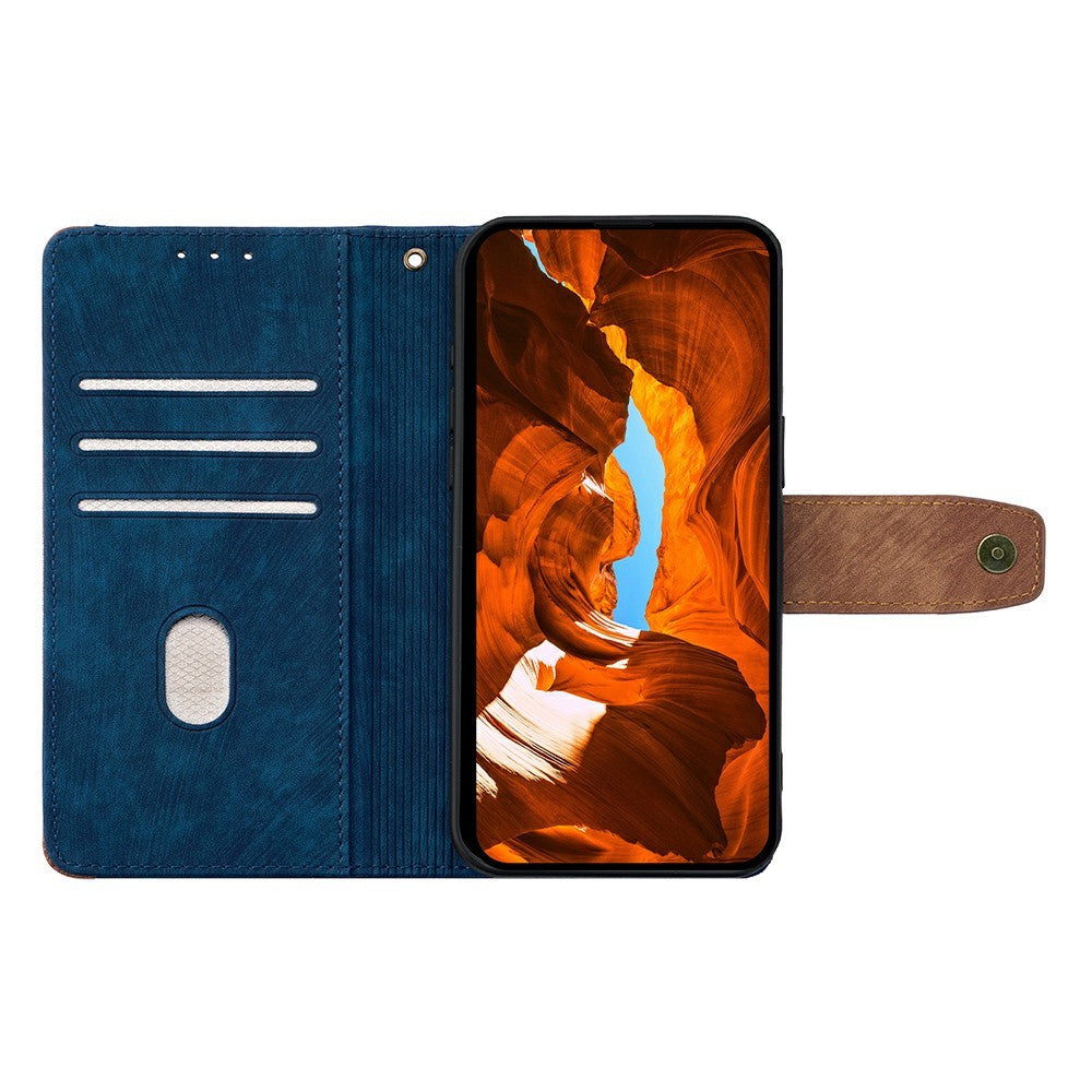 For Motorola Edge 70 5G Case RFID Blocking Color Splicing PU Leather Wallet Phone Cover - Blue