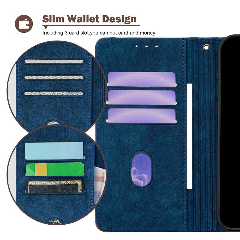 For Motorola Edge 70 5G Case RFID Blocking Color Splicing PU Leather Wallet Phone Cover - Blue