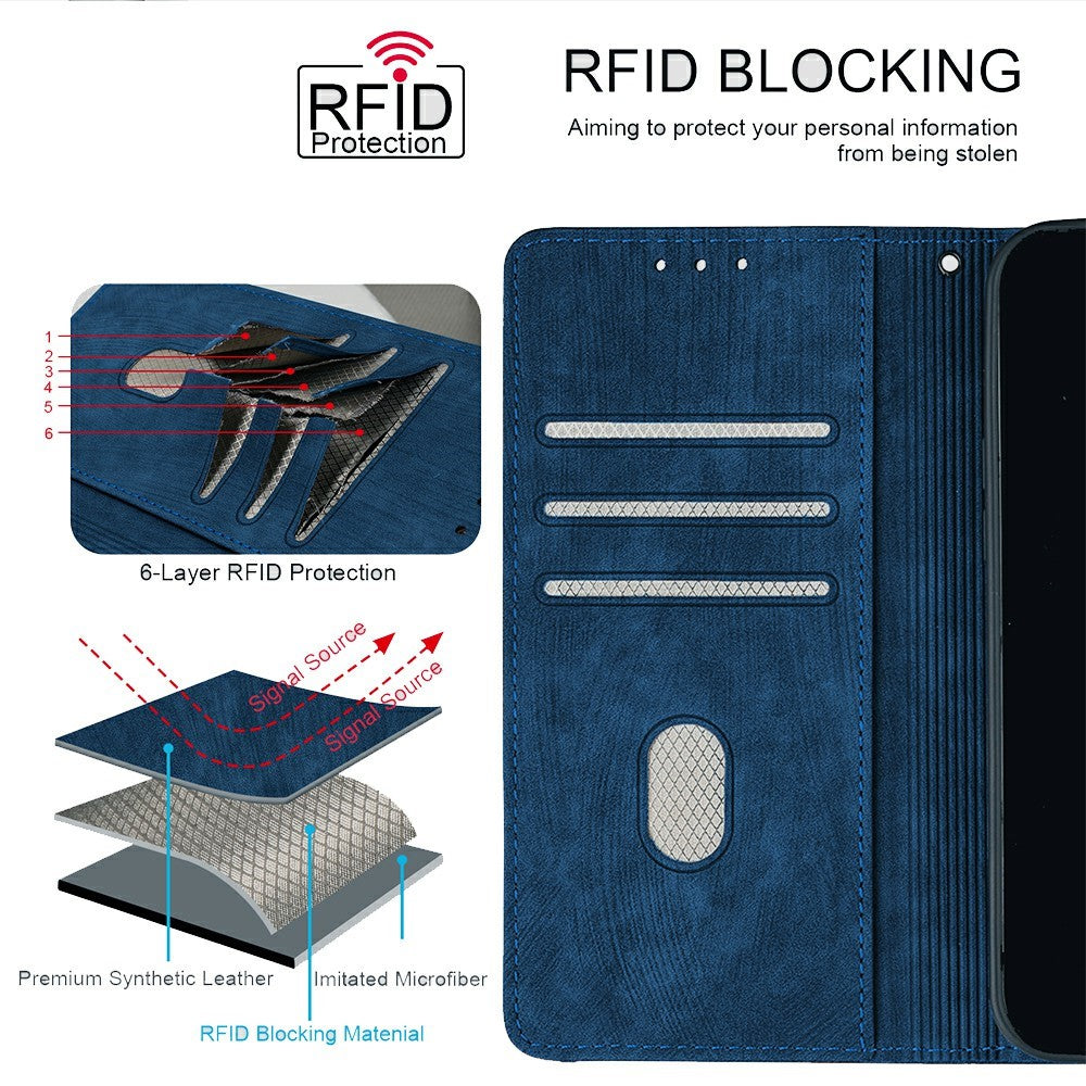 For Motorola Edge 70 5G Case RFID Blocking Color Splicing PU Leather Wallet Phone Cover - Blue