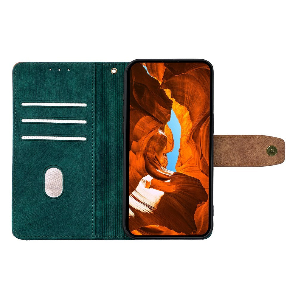 For Motorola Edge 70 5G Case RFID Blocking Color Splicing PU Leather Wallet Phone Cover - Green