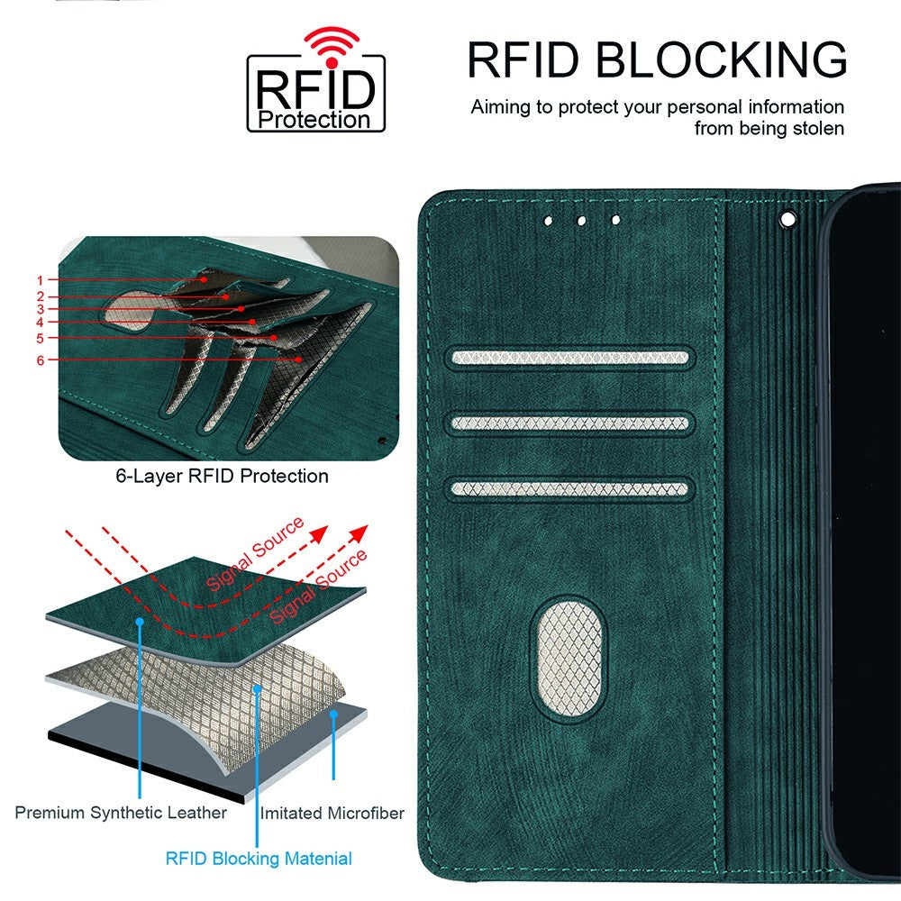 For Motorola Edge 70 5G Case RFID Blocking Color Splicing PU Leather Wallet Phone Cover - Green