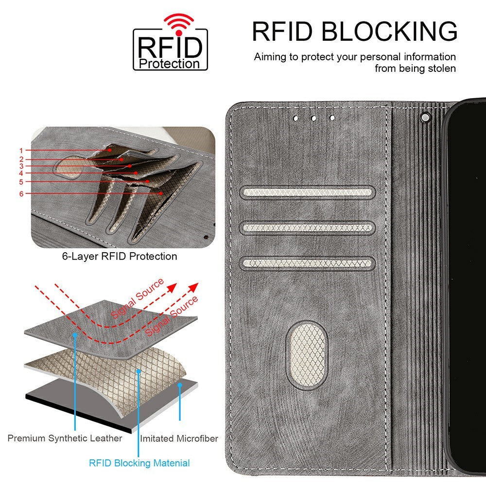 For Motorola Edge 70 5G Case RFID Blocking Color Splicing PU Leather Wallet Phone Cover - Grey