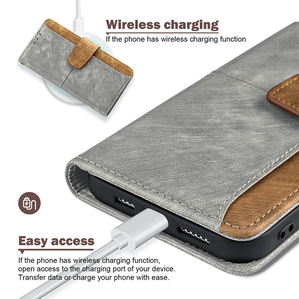 For Motorola Edge 70 5G Case RFID Blocking Color Splicing PU Leather Wallet Phone Cover - Grey