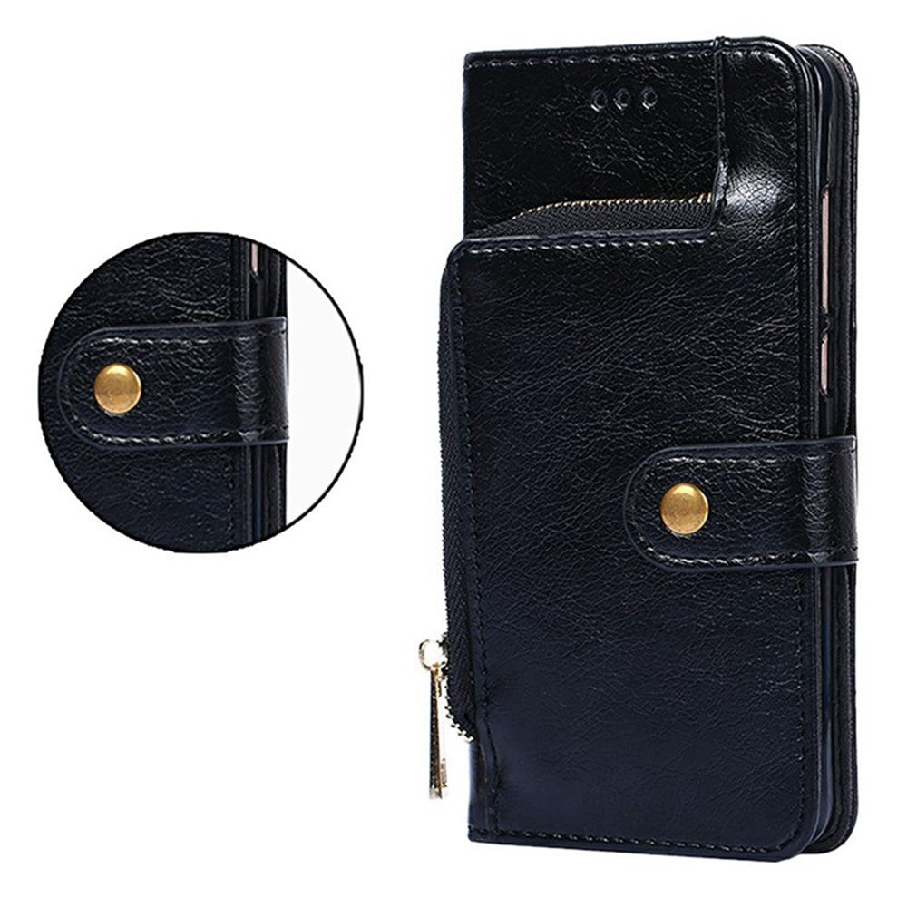 For Motorola Edge 70 5G Case Zipper Pocket PU Leather Wallet Flip Phone Cover - Black